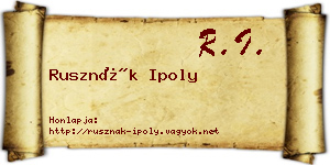 Rusznák Ipoly névjegykártya