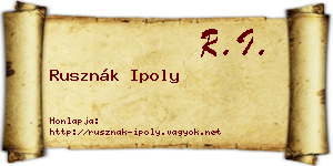 Rusznák Ipoly névjegykártya